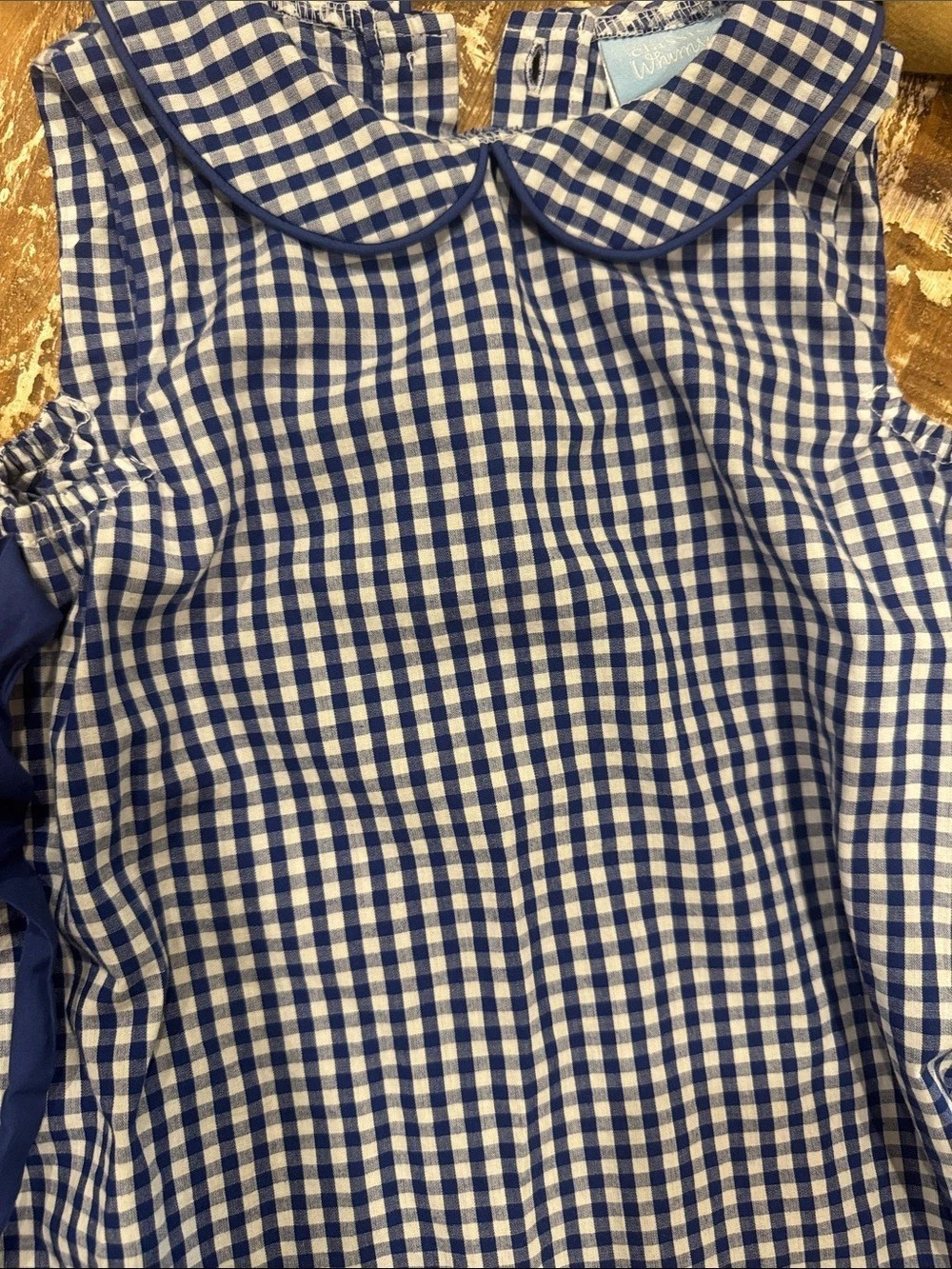 Blue & White Gingham Peter Pan Collar Dress
